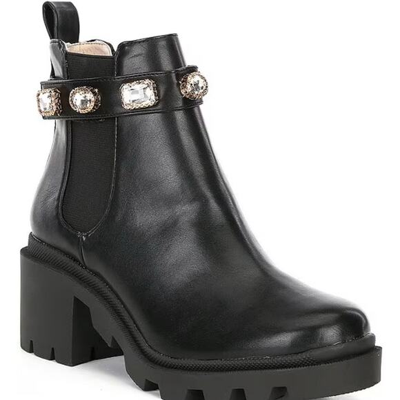 Steve Madden Amulet Jewel Lug Sole Chunky Block Heel Combat Platform Booties - Picture 1 of 7